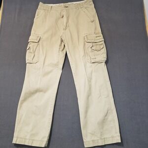 Unionbay Cargo Pants Mens 34x30 Khaki Tan Cotton Twill Multi-Pocket Utility